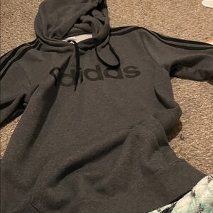 Adidas Charcoal Hoodie with Black Accents
